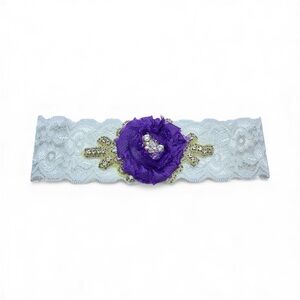 Purple and White Lace Wedding Garter